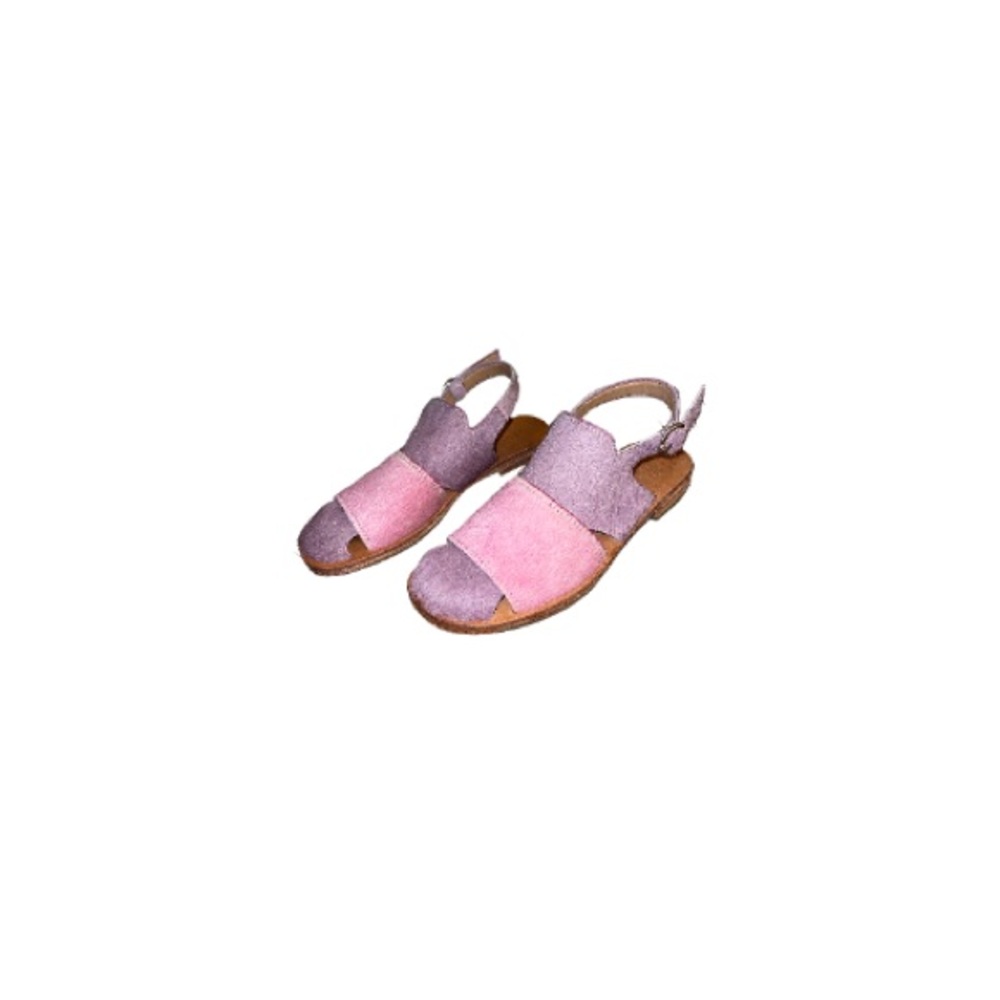 John Fluevog “River Chira” Pink and Lavender Leather Sandals - Women’s Size 8.5
